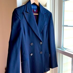 Vintage Ralph by Ralph Lauren Pinstripe Double Breasted Wool Rayon Blazer 4